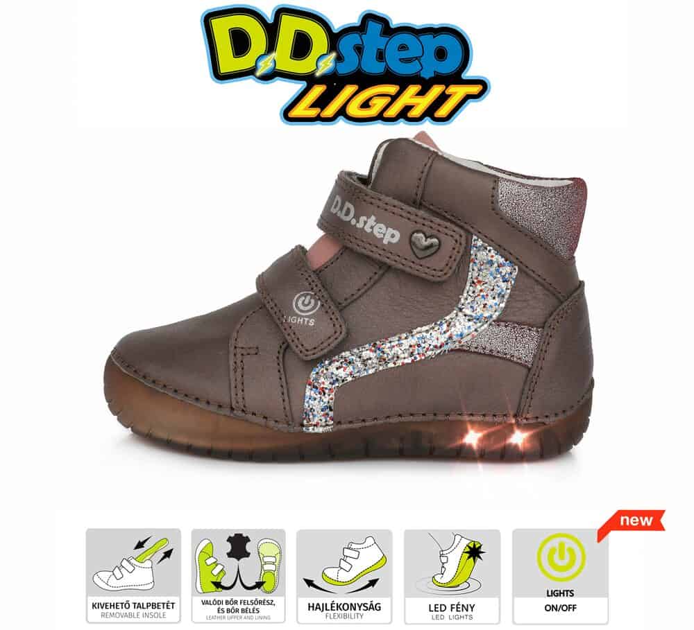 Kožené topánky Bronz s Led svetielkami