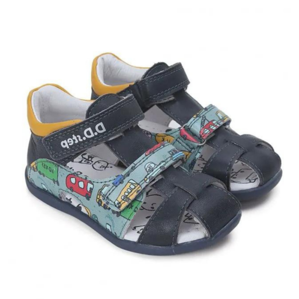 DDstep kožené sandále Royal blue autá G075